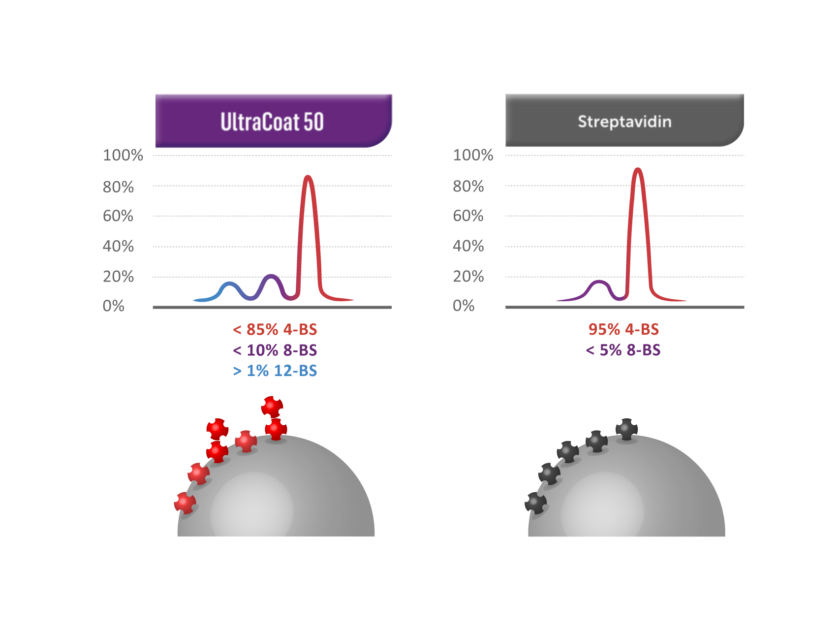 Ultracaot50 presents higher binding capacity due to its poly-form